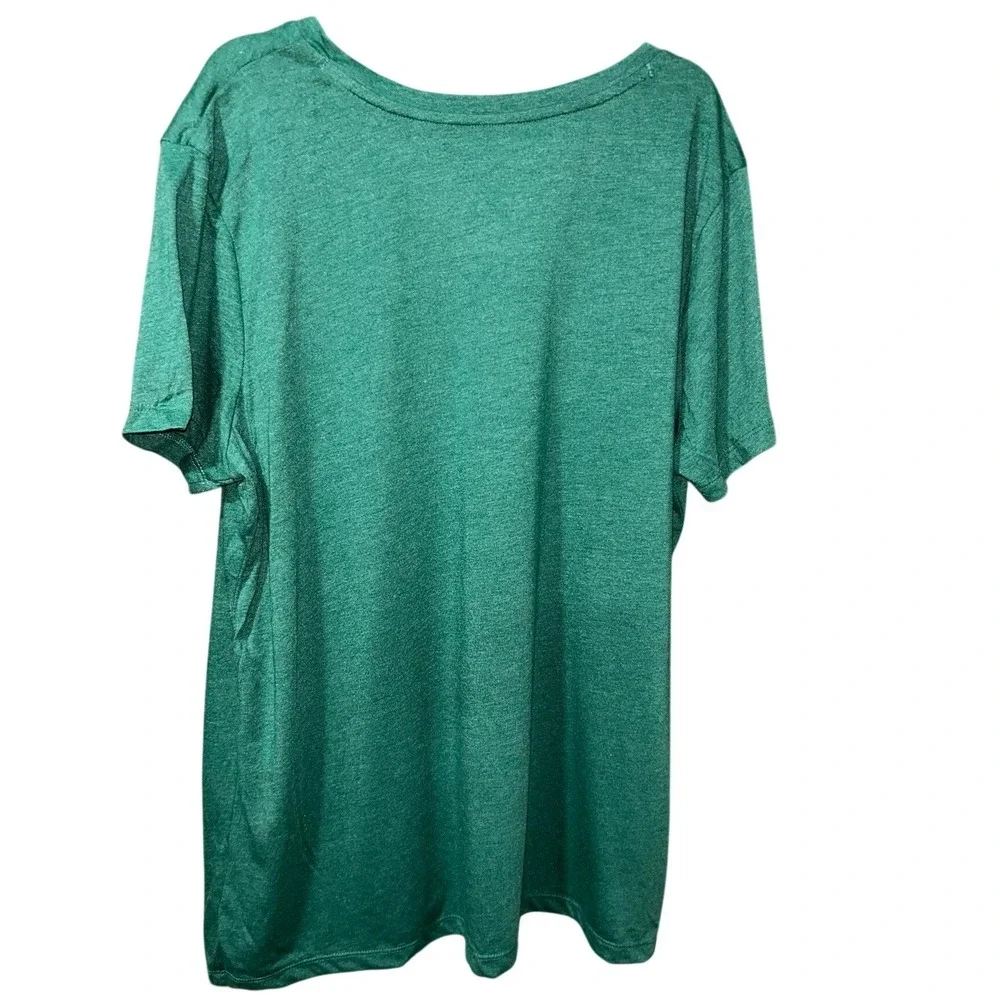 George Womens V-Neck T-Shirt 2XL‎ Green Heathered Short Sleeve Plus Size Tee